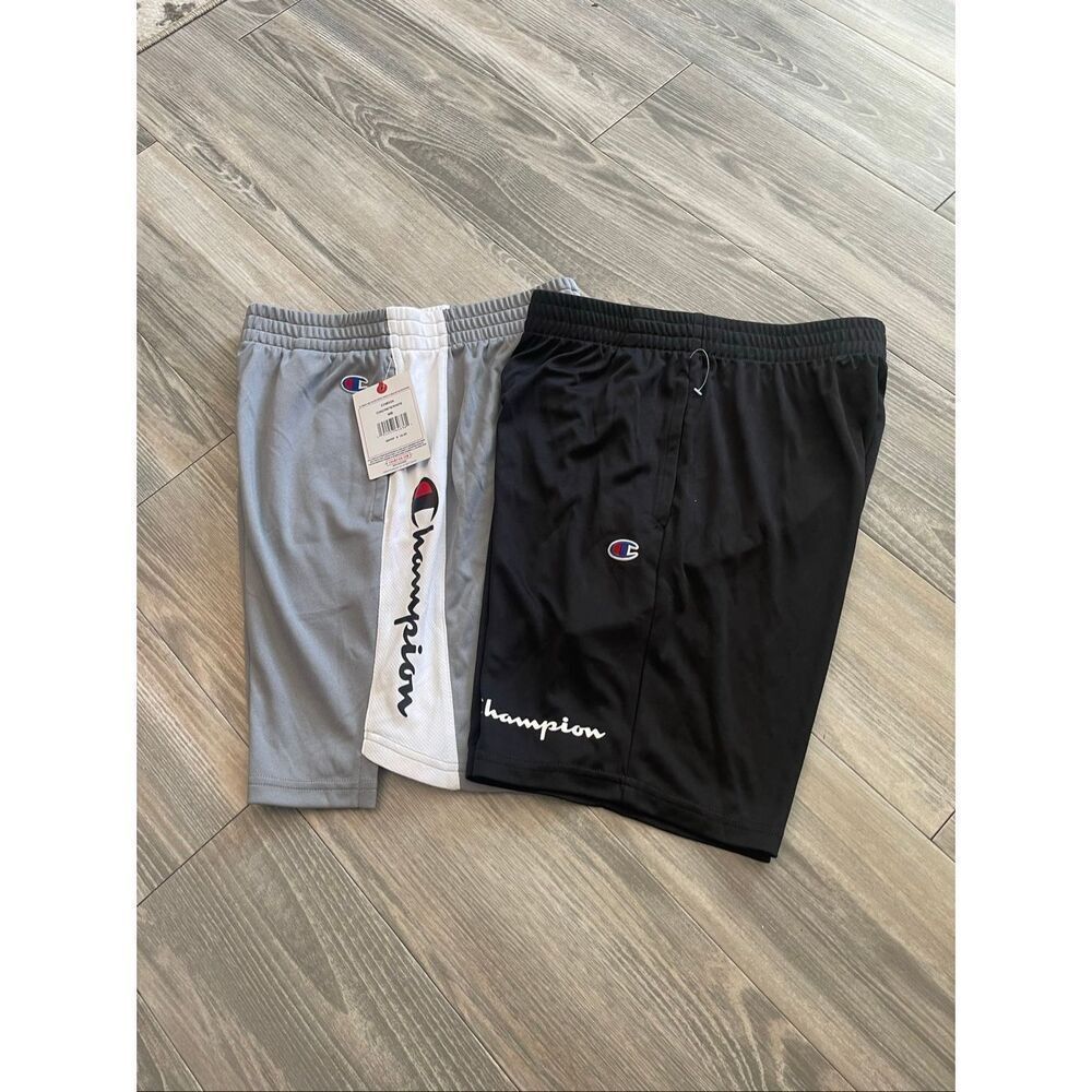 NWT Champion boys athletic shorts grey & black set of 2 Size M